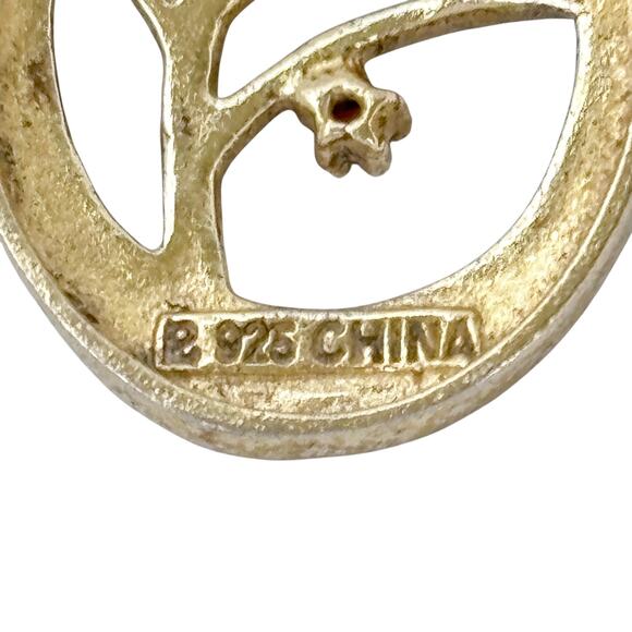 Estate Ross Simons Vermeil Sterling Silver 925 Gemstone Tree Pendant - Picture 5 of 8